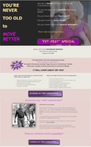 Landing page for Discount personal fitness training